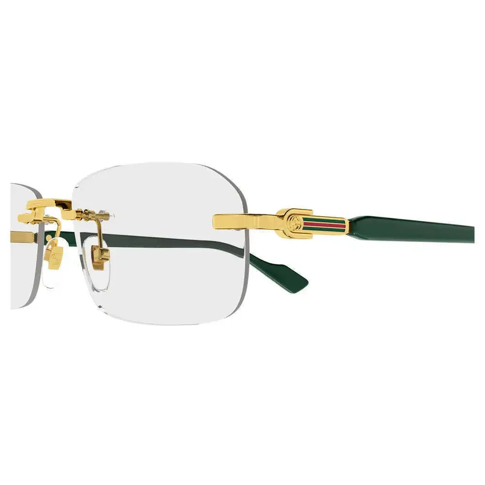 Gucci GG1221O Eyeglasses Gold Green Metal Rimless